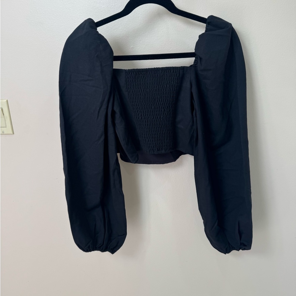 & Other Stories Black Puff Sleeve Blouse